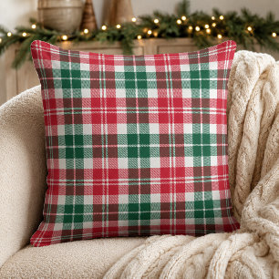 Feestelijke Rode Groene Witte Tartan Plaid Kerstmi Kussen