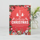 Feestelijke Rode Kerst Kaart met Rendier Joy (Staand voorkant)