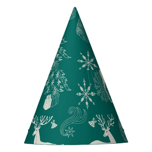 Feestelijke rode kerst, winterbos. feesthoedjes (Voorkant)