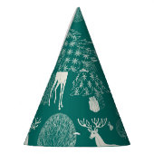 Feestelijke rode kerst, winterbos. feesthoedjes (Links)