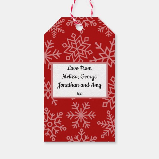 Feestelijke rode kerstman slee kerst cadeaulabel (Achterkant)