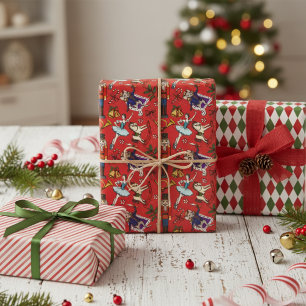 Feestelijke Rode Kerstmis Seizoen Notenkraker Inpakpapier Vel