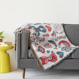 Feestelijke Rode Marine Kerst Scandinavische Volks Deken