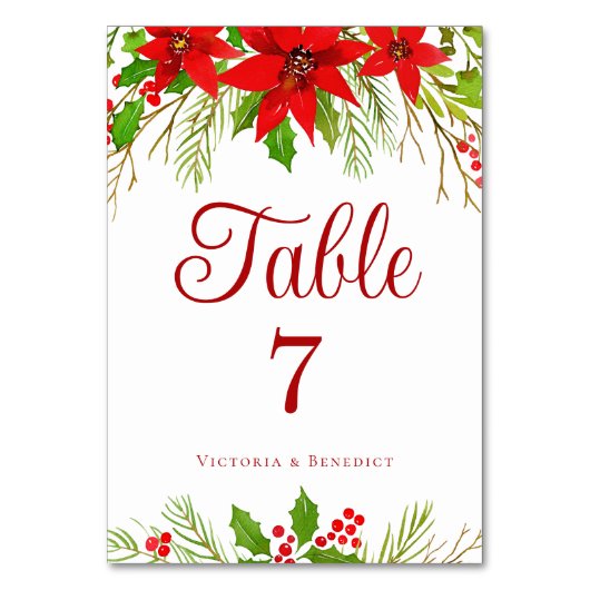 Feestelijke rode Poinsettia Bloemen Vakantie Huwel Kaart (Voorkant)