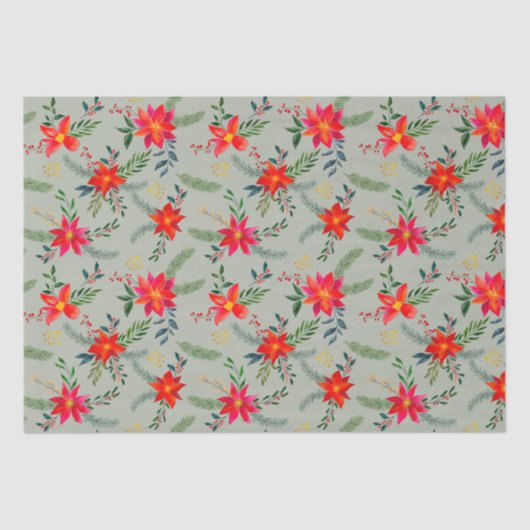 Feestelijke rode Poinsettia Kerstbloem Tissuepapier (Voorkant)