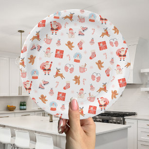 Feestelijke Rode Roze Kerst Papieren Bordje