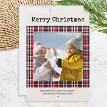 Feestelijke Rode Schotse Ruit Custom Foto Kerstmis