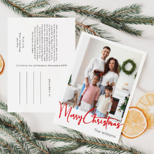 Feestelijke rode script Vrolijke Kerstmis Vertical Feestdagenkaart