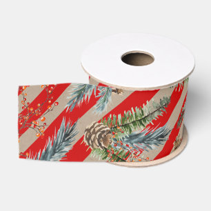Feestelijke Rode Streep Den Tannenhouten Kegels Kr Grosgrain Lint
