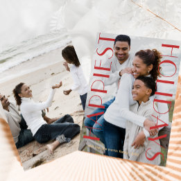 Feestelijke rode twee foto gelukkigste Feestdagen Feestdagenkaart