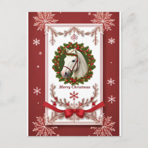 Feestelijke Rode Wintermagie Sneeuwachtige Paarden Briefkaart