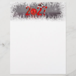 Feestelijke Rode Xmas Nieuwjaar 2027 Briefpapier Briefhoofd
