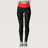 Feestelijke rode zwarte witte stippen leggings (Voorkant)