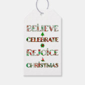 Feestelijke rood groene kersttypografie cadeaulabel (Voorkant)