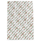 Feestelijke rood groene kersttypografie medium cadeauzakje (Achterkant)