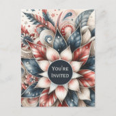 Feestelijke Rood Wit en Blauw Party Uitnodiging (Voorkant)