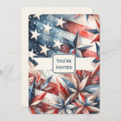 Feestelijke Rood Wit en Blauw Party Uitnodiging (Voorkant / Achterkant)