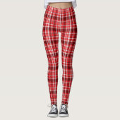 Feestelijke Rood-Wit Geruit Leggings (Voorkant)