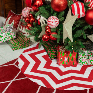 Feestelijke rood-witte chevron kerstboom rok
