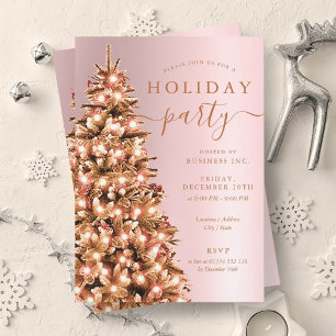 Feestelijke Roos Gold Xmas Tree Company Holiday Pa Kaart
