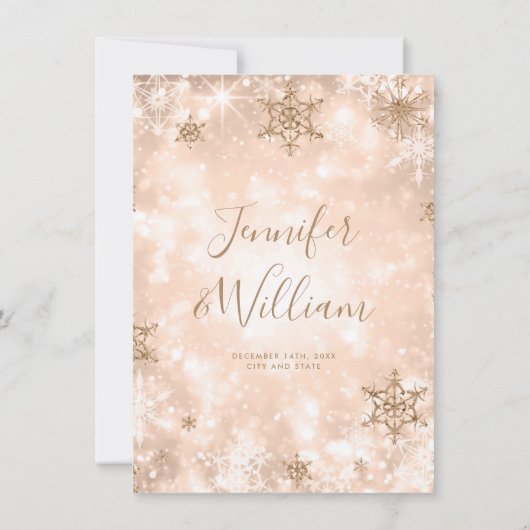 Feestelijke Roos Gouden Winter bruiloft Dank u Kaart (Achterkant)