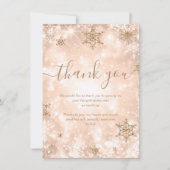 Feestelijke Roos Gouden Winter bruiloft Dank u Kaart (Voorkant)