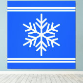 Feestelijke Royal Blue White Racing Stripes Snowfl Canvas Afdruk (Insitu (Houten vloer))