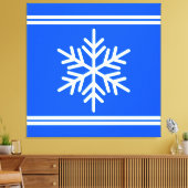 Feestelijke Royal Blue White Racing Stripes Snowfl Canvas Afdruk (Insitu (Woonkamer))