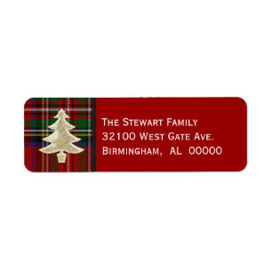 Feestelijke Royal Stewart Plaid Kerstlabels Etiket
