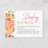 Feestelijke Roze Bloemen Citrus Bruids Display Dou Informatiekaartje (Voorkant)