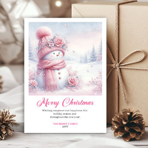 Feestelijke Roze Download Winterlandschap Kerstmis Feestdagenkaart