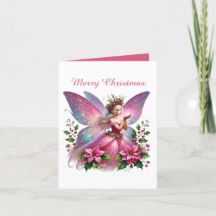 Feestelijke roze Kerstmis aanpasbare fee Feestdagen Kaart
