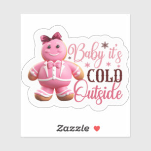 Feestelijke roze peperkoek man verspreidt juichen sticker