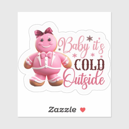 Feestelijke roze peperkoek man verspreidt juichen sticker (Vel)