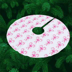 Feestelijke Roze Witte Candy Cane Kerst Fleece Kerstboom Rok