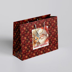 Feestelijke Rudolph en Kerstman Kinderen Kerstcade Groot Cadeauzakje
