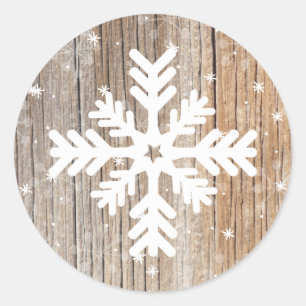 Feestelijke rustieke sneeuwvlok Vrolijke winter St Ronde Sticker