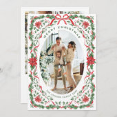 Feestelijke saliegroene kerst lint 5 foto feestdagenkaart (Voorkant / Achterkant)