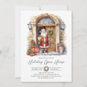 Feestelijke Santa Holiday Open House Kaart (Voorkant)
