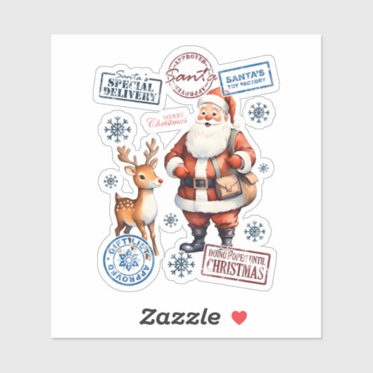 Feestelijke Santa & Reindeer Stickers (Vel)