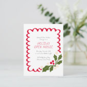 Feestelijke Scallop kerstfeest uitnodiging (Staand voorkant)