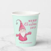 Feestelijke Schattigee Gnome Pink en Mint Green Ch Papieren Bekers (Achterkant)