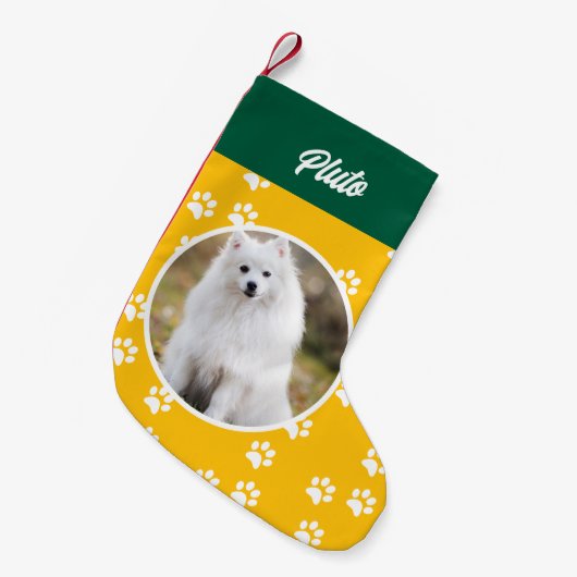 Feestelijke Schattigee Hond Pet Foto Kleine Kerstsok (Voorkant (Hangend))