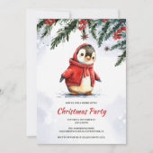 Feestelijke Schattigee Waterverf Pinguïn Kerstfees Kaart (Voorkant)