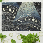 Feestelijke schemering Kerstbomen Theedoek (Gevouwen)