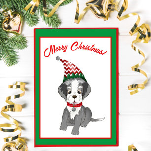 Feestelijke Schnauzer Puppy Prettig Kerstfeest Feestdagen Kaart
