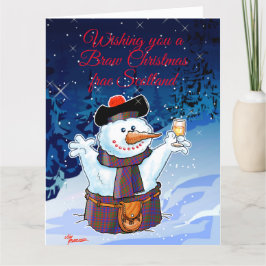 Feestelijke Schotse Sneeuwman Kaart