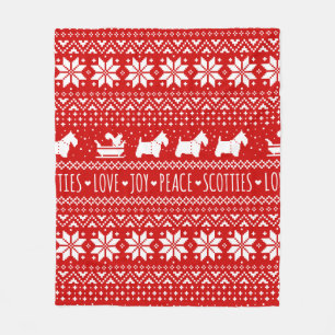 Feestelijke Scottie Honden Kerstmis   Schotse Terr Fleece Deken