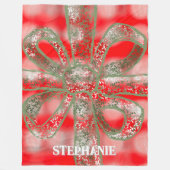 Feestelijke script plaid rood wit schattige groene fleece deken (Voorkant)