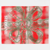 Feestelijke script plaid rood wit schattige groene fleece deken (Voorkant (Horizontaal))